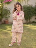 Off-White Floral (2-Pcs) Cotton Suit For Girls